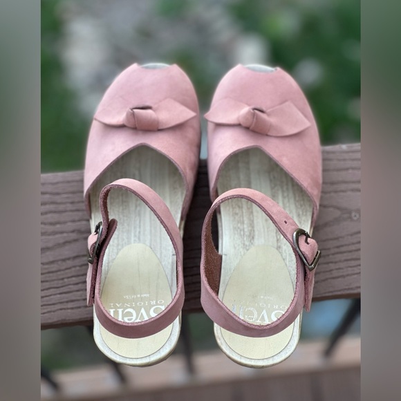 Sven Nu Buc Bow Tie Clogs - Peep Toes - Light Pink - Picture 3 of 6